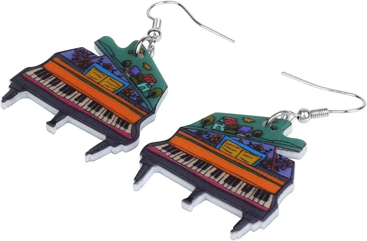 Acrylic Piano Earrings Dangle Statement Musical Jewelry Music Teacher Appreciation Gifts for Women Music Lovers
