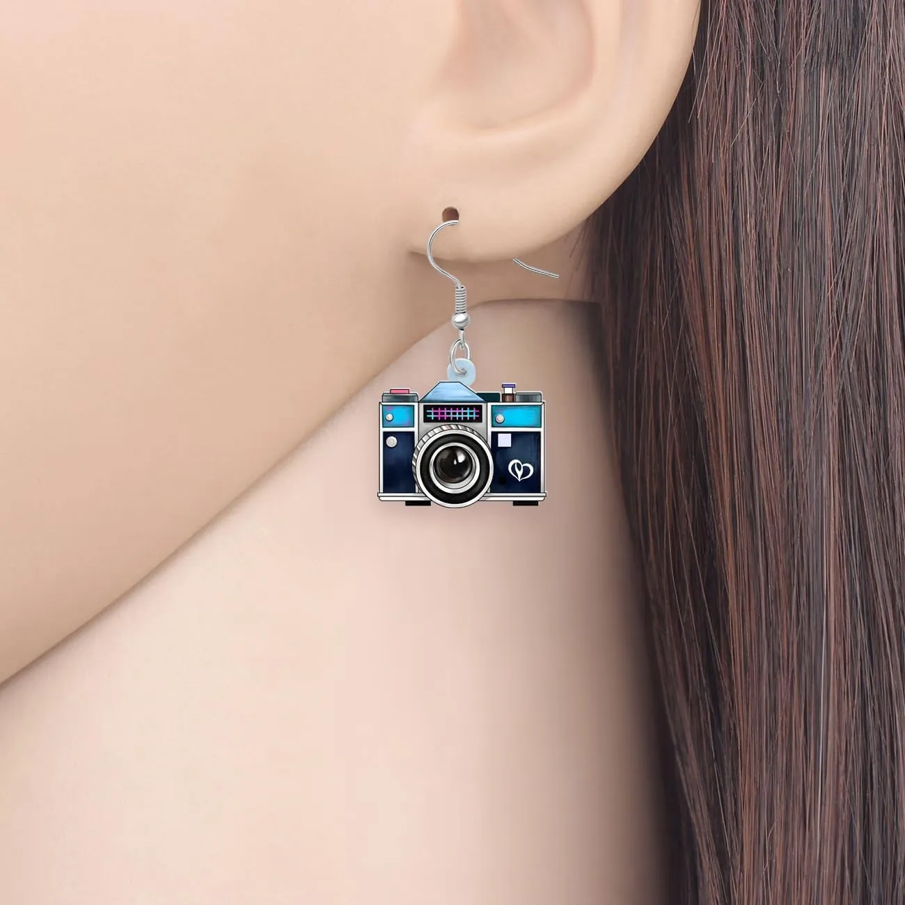 Acrylic Vintage Cassette Tape Earrings Dangle Old Camera Radio 90s 80s Accessories Jewelry for Women