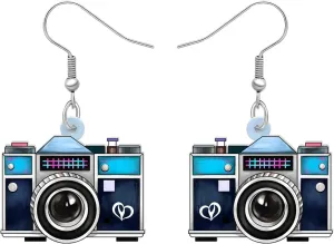 Acrylic Vintage Cassette Tape Earrings Dangle Old Camera Radio 90s 80s Accessories Jewelry for Women