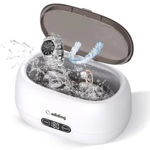 Adiding Jewelry Cleaning Machine, 650mL (23oz) Ring Sonic Cleaner Machine for Glasses, Earring, Denture, Retainer, Watch Straps, Razor -5 Cleaning Modes, Digital Timer, SUS304 Stainless Steel