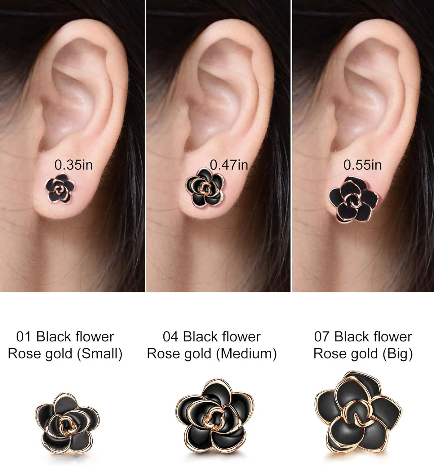 AllenCOCO Rose Flower Stud Earrings for Women Sensitive Ears, Hypoallergenic Cute Gold And Silver Rose Flower Earrings Studs for Women Nickel Free
