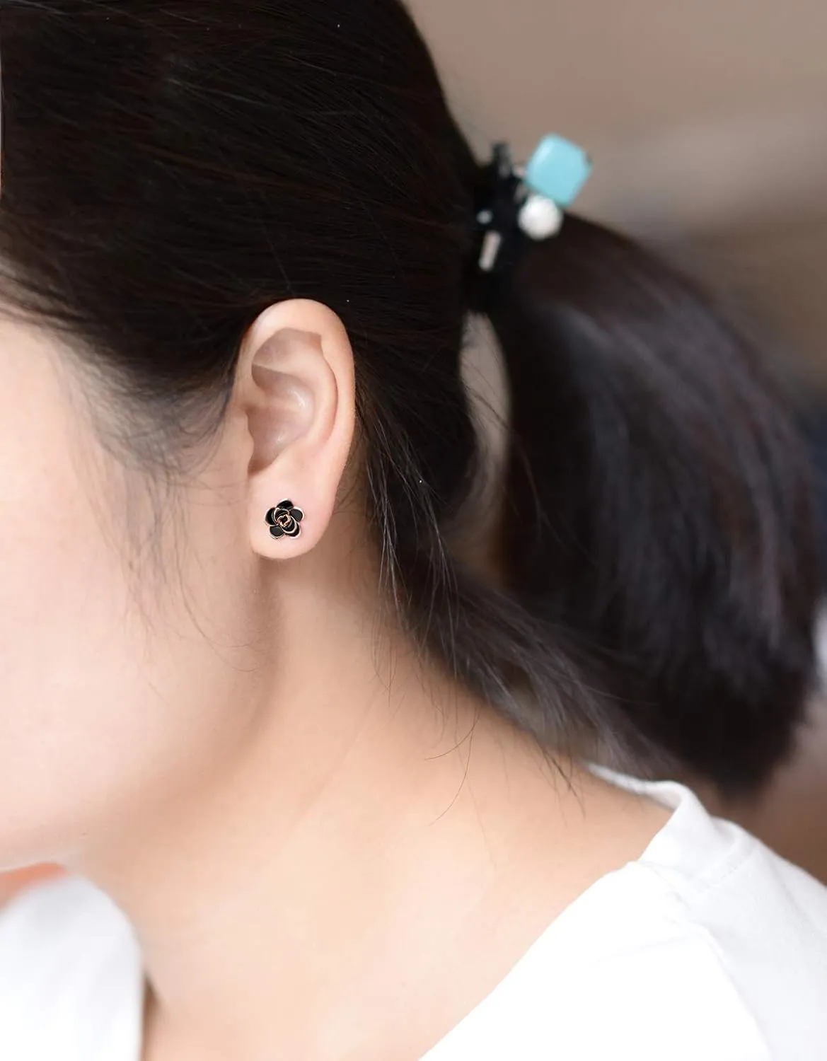 AllenCOCO Rose Flower Stud Earrings for Women Sensitive Ears, Hypoallergenic Cute Gold And Silver Rose Flower Earrings Studs for Women Nickel Free