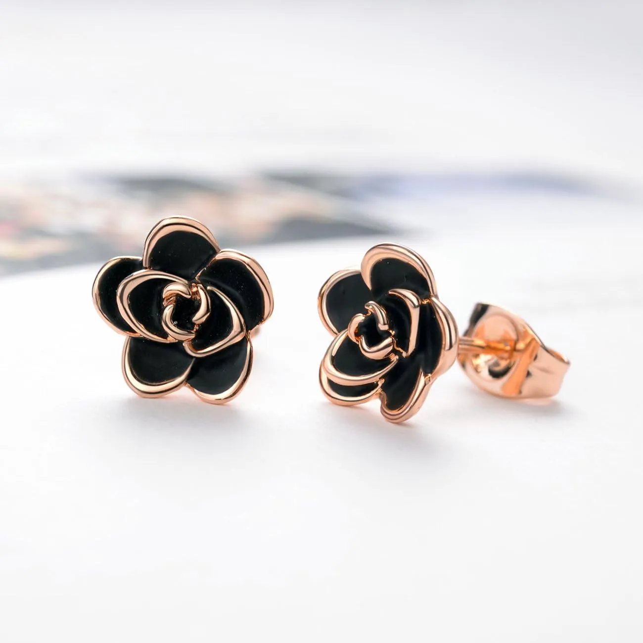 AllenCOCO Rose Flower Stud Earrings for Women Sensitive Ears, Hypoallergenic Cute Gold And Silver Rose Flower Earrings Studs for Women Nickel Free