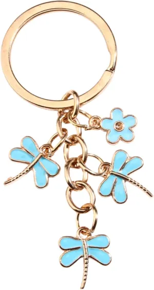 Alloy Dragonfly Keychains Gifts for Women Flower Metal Enamel Key Car Purse Bags Charms Inspirational Gift Decor