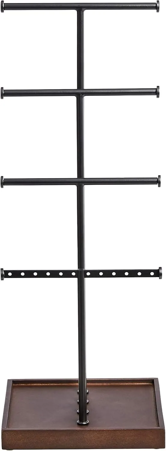 Amazon Basics Four-Tier Jewelry Tree Stand - Walnut/Black