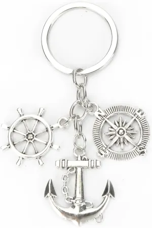Anchor Rudder Compass Keychain,Travel Keychain Accessories,Stainless Steel Keychains,Gifts for Male Friends,Women,Friendship Keycharm for Graduation