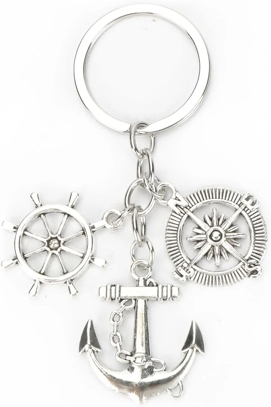 Anchor Rudder Compass Keychain,Travel Keychain Accessories,Stainless Steel Keychains,Gifts for Male Friends,Women,Friendship Keycharm for Graduation