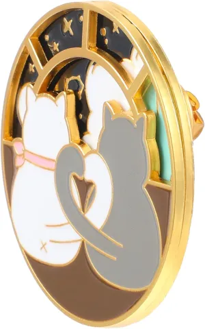 Anime Cat Enamel Pin Rotatable Cute Couple Cats Alloy Metal Brooch Lapel Pins Cat Enamel Brooch Pins for Jackets Hats Decoration(1 Pcs)