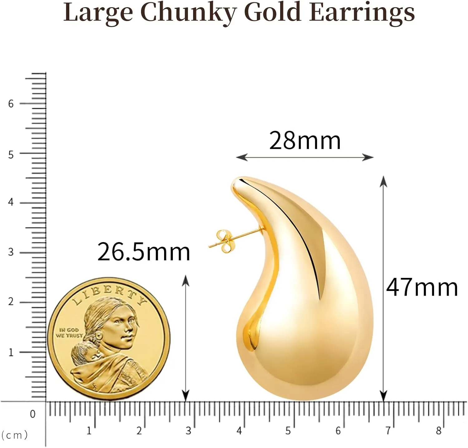 Ascona Drop Earring Extra Large Big Chunky Gold Hoop Earrings for Women, Lightweight Hypoallergenic Gold Plated Earrings Fashion Jewelry
