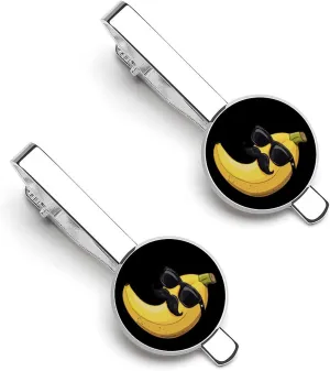 Banana Mustache Sunglasses Funny Fruit Tie Clip Classic Necktie Bar Pinch Clothing Accessories for Wedding Party Business