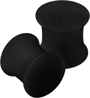 BanaVega 2PCS Silicone Black 0g 8mm Double Flared Saddle Earring Stretcher Ear Gauge Plug Earring Lobe Piercing Jewelry 2667