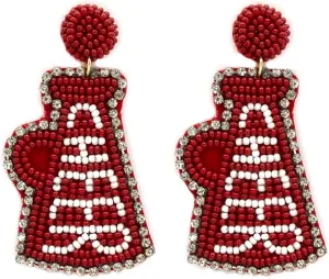 Beaded Cheer Football Post Earrings Handmade Cheer Horn Cheerleading Megaphone College Sport Gameday