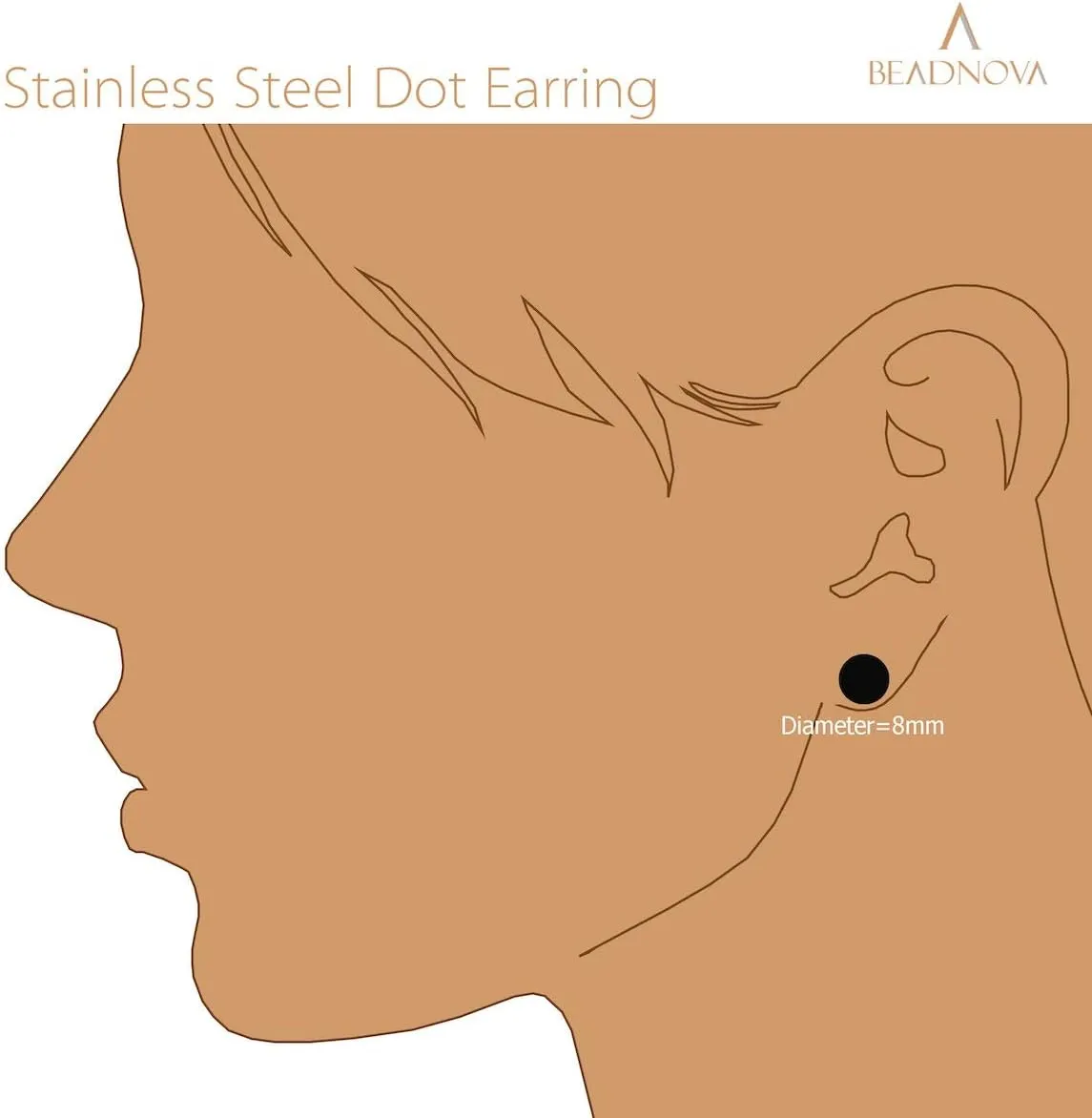 BEADNOVA Stainless Steel Stud Earrings Flat Circle Dot Earrings Fake Plugs Black Stud Piercing Post Earrings Fake Gauges for Men (2-10mm, Black, 1-3 pairs)
