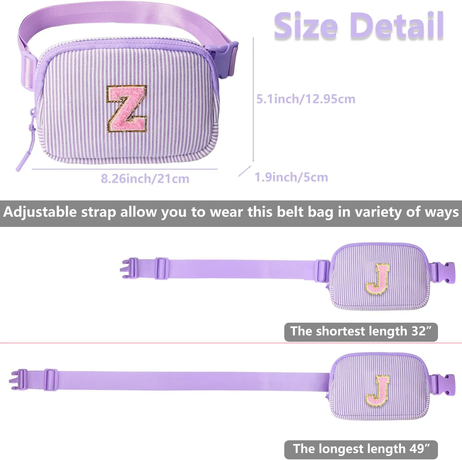 Belt Bag for Girls Birthday Gifts - Girls Fanny Pack Crossbody Bag Gifts for Teen Girls with Girls Letter Keychain Necklace E