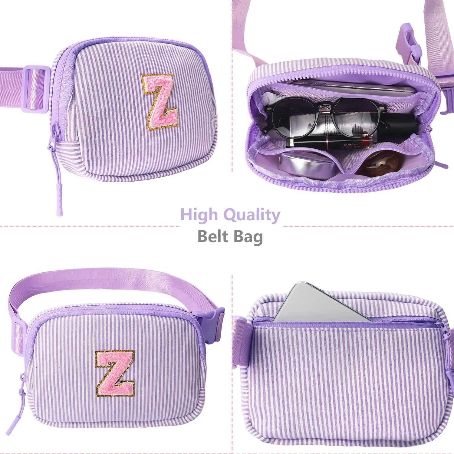 Belt Bag for Girls Birthday Gifts - Girls Fanny Pack Crossbody Bag Gifts for Teen Girls with Girls Letter Keychain Necklace E