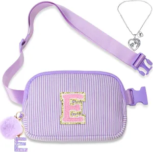 Belt Bag for Girls Birthday Gifts - Girls Fanny Pack Crossbody Bag Gifts for Teen Girls with Girls Letter Keychain Necklace E