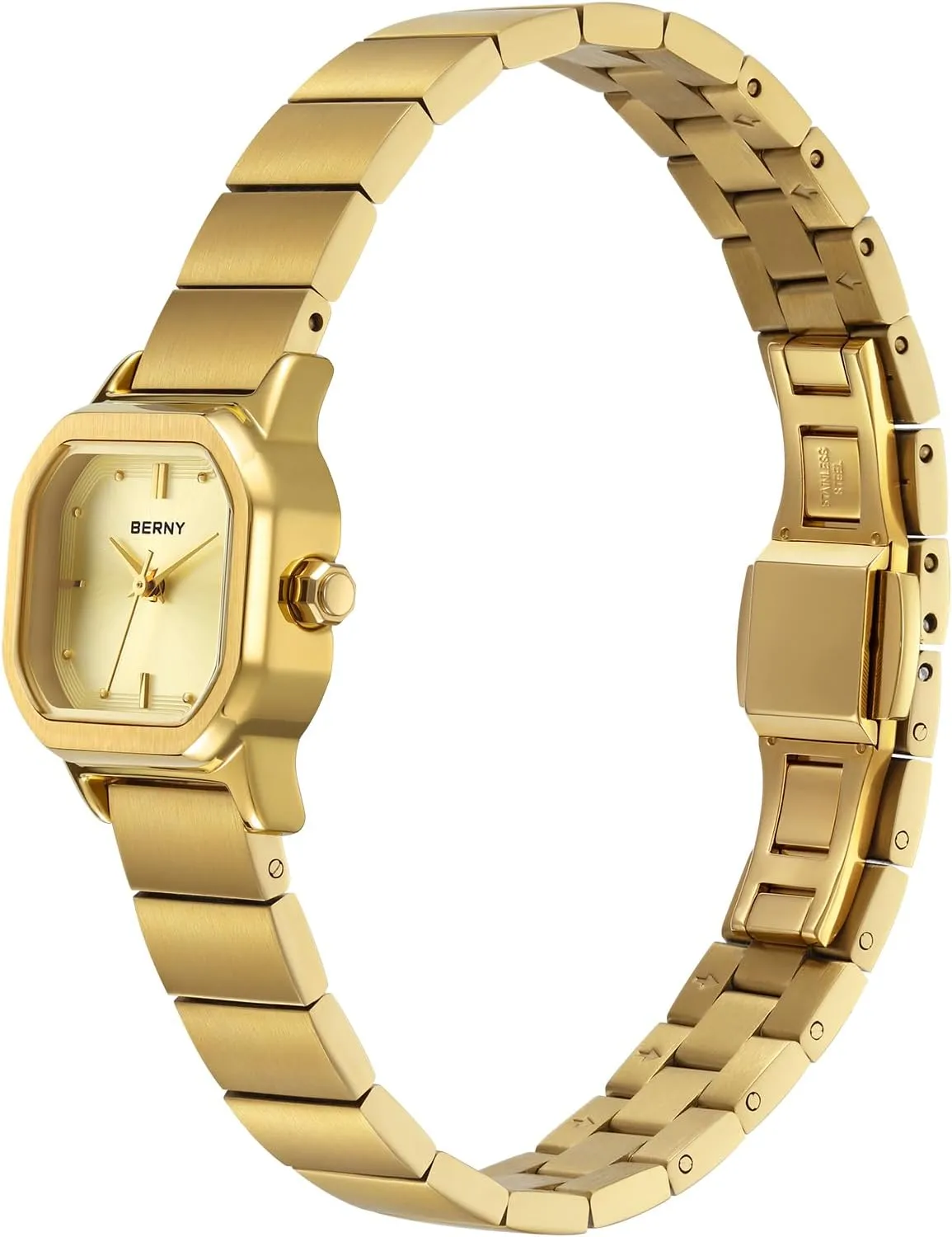 BERNY Gold Watches for Women Dainty Ladies Square Quartz Watch Japanese Quartz Movement 3ATM Waterproof Fashion Small Female Wrist Watch Luxury Birthday Gifts for Lady