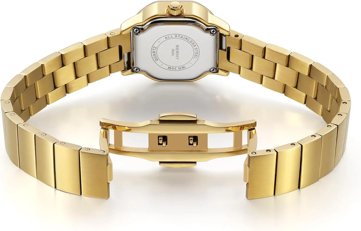 BERNY Gold Watches for Women Dainty Ladies Square Quartz Watch Japanese Quartz Movement 3ATM Waterproof Fashion Small Female Wrist Watch Luxury Birthday Gifts for Lady