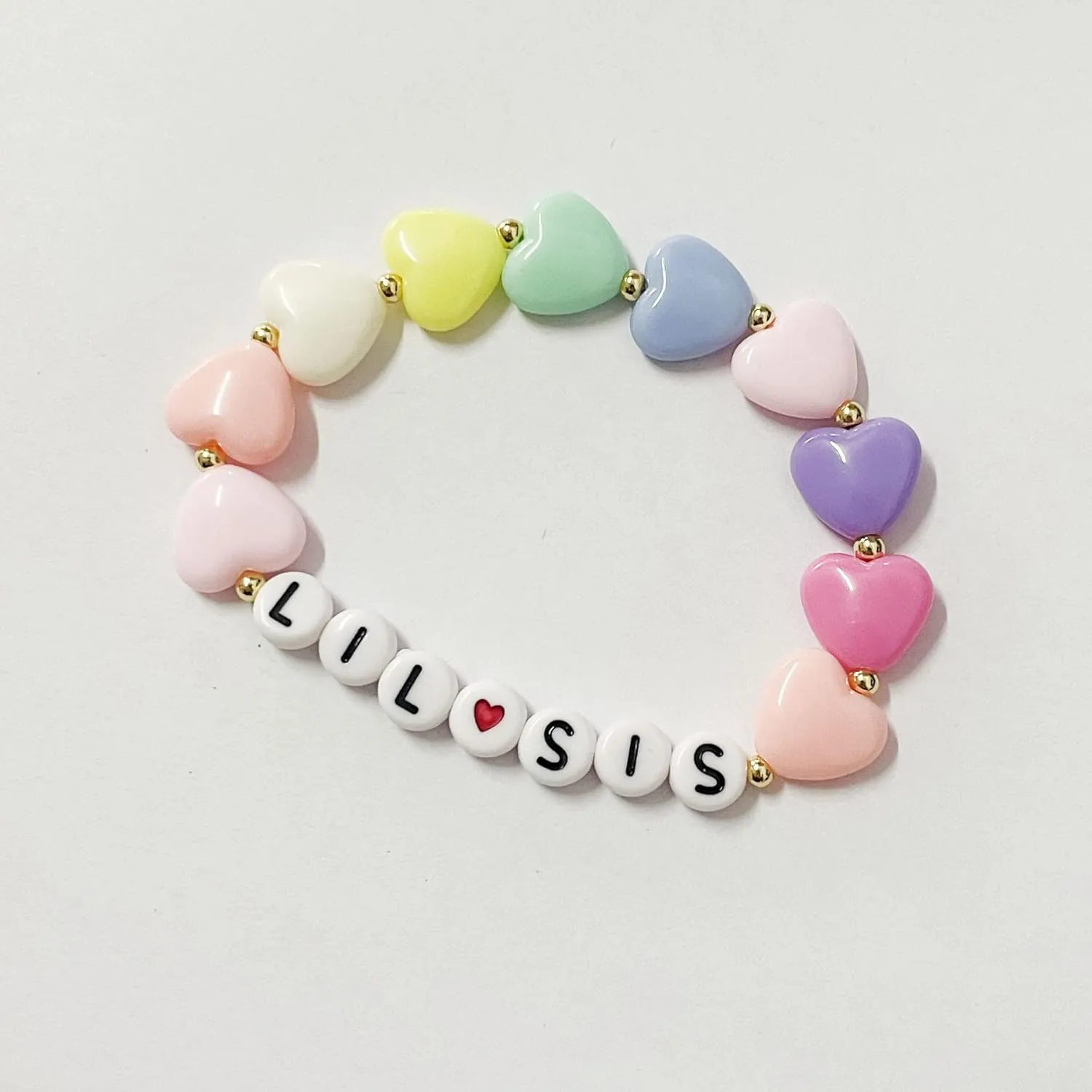 Big Sister Gifts For Little, Pastel Rainbow Heart Rainbow Ball Big Little Sister Bracelet Big Sister Announcement, Sister Birthday Jewelry