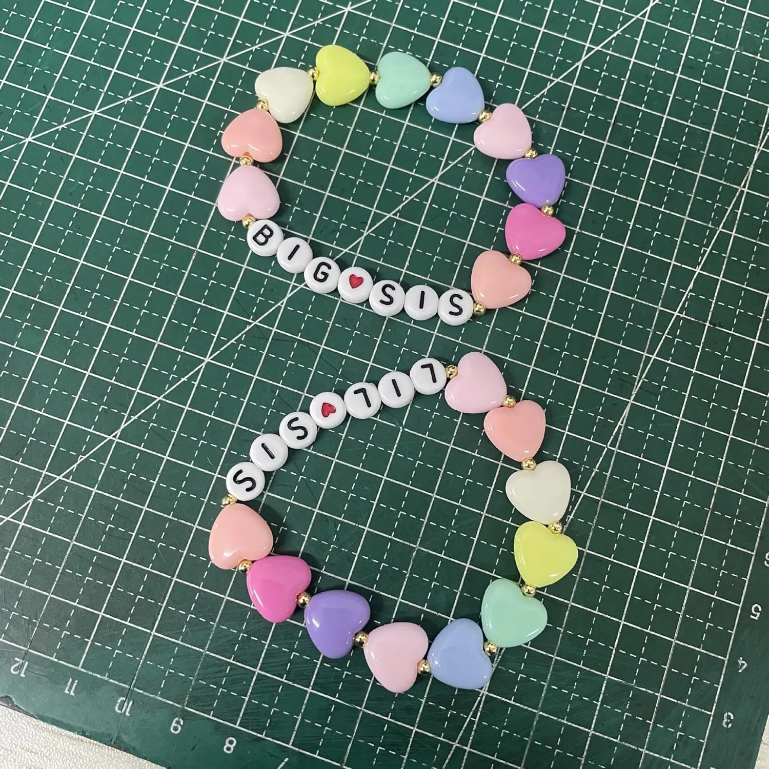 Big Sister Gifts For Little, Pastel Rainbow Heart Rainbow Ball Big Little Sister Bracelet Big Sister Announcement, Sister Birthday Jewelry