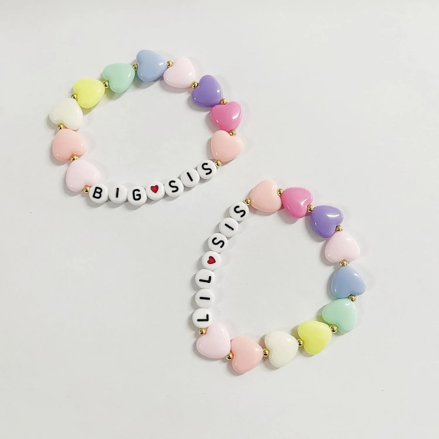 Big Sister Gifts For Little, Pastel Rainbow Heart Rainbow Ball Big Little Sister Bracelet Big Sister Announcement, Sister Birthday Jewelry