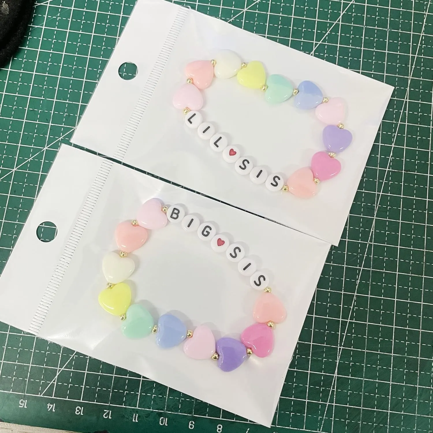 Big Sister Gifts For Little, Pastel Rainbow Heart Rainbow Ball Big Little Sister Bracelet Big Sister Announcement, Sister Birthday Jewelry