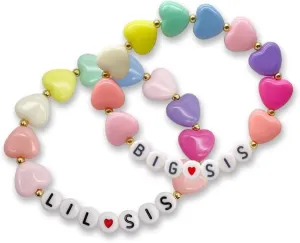 Big Sister Gifts For Little, Pastel Rainbow Heart Rainbow Ball Big Little Sister Bracelet Big Sister Announcement, Sister Birthday Jewelry