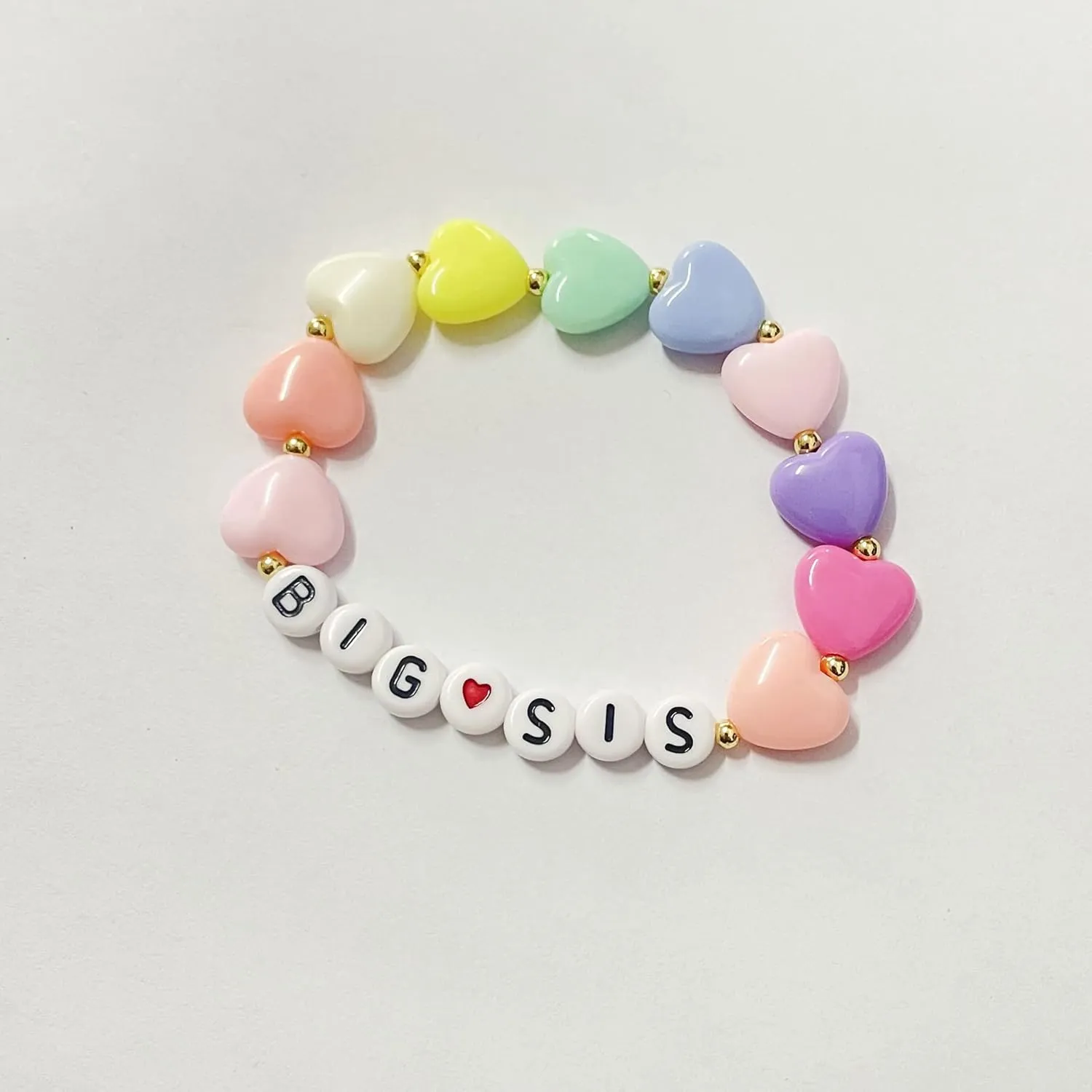 Big Sister Gifts For Little, Pastel Rainbow Heart Rainbow Ball Big Little Sister Bracelet Big Sister Announcement, Sister Birthday Jewelry