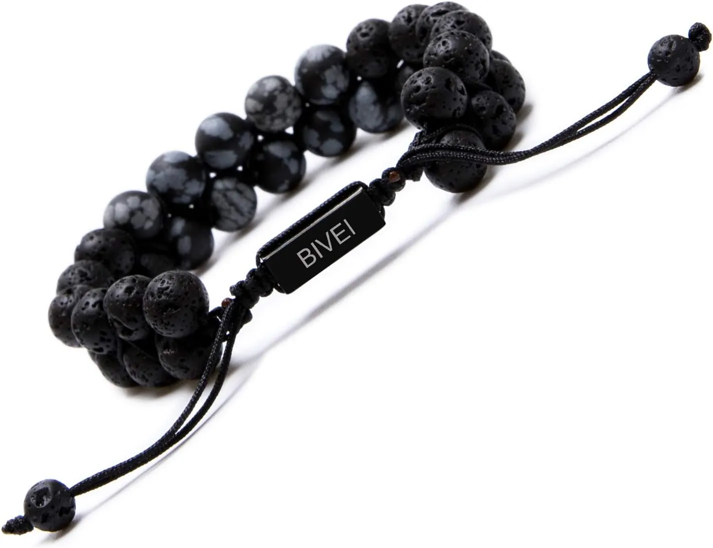 Bivei Lava Stone Beaded Bracelets Adjustable Handmade Women Braided Double Layer Semi Precious Natural Gemstone Essential Oil Diffuser Bracelet