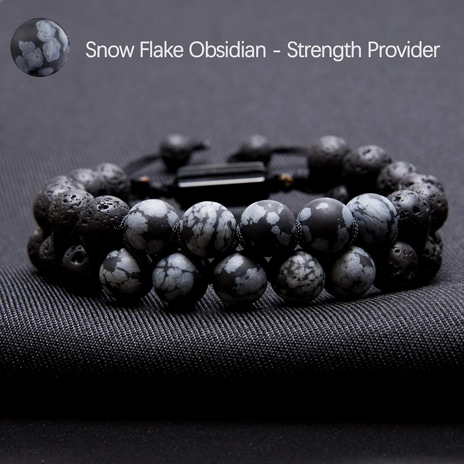Bivei Lava Stone Beaded Bracelets Adjustable Handmade Women Braided Double Layer Semi Precious Natural Gemstone Essential Oil Diffuser Bracelet
