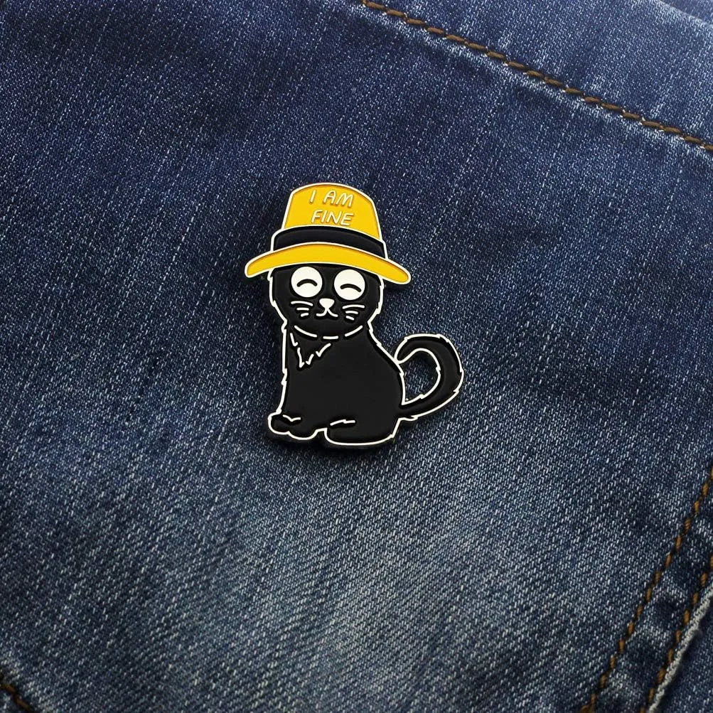 Black Cat Enamel Lapel Pin Funny Cute Cat Enamel Pins for Backpacks Hat Bags Chrismas Birthday Gift