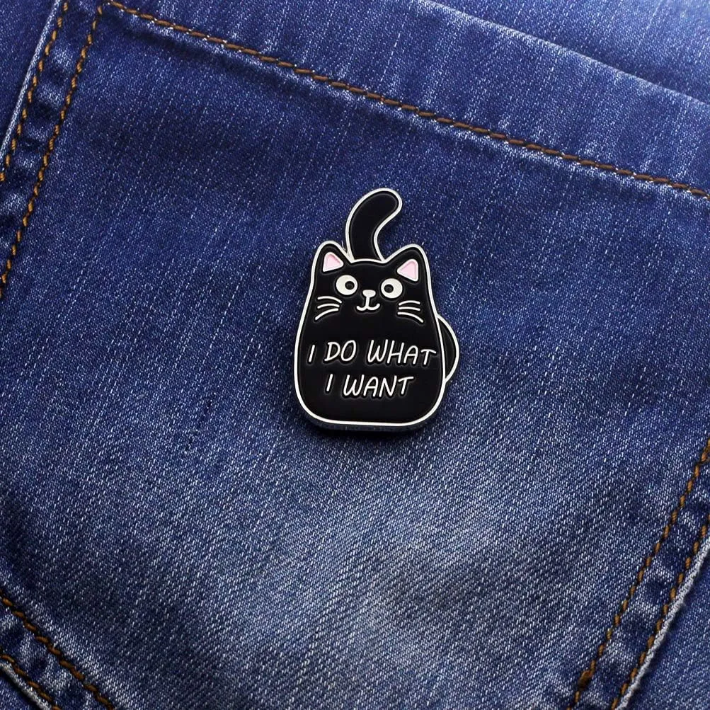 Black Cat Enamel Lapel Pin Funny Cute Cat Enamel Pins for Backpacks Hat Bags Chrismas Birthday Gift