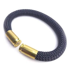 Black Nylon Cord Bullet Bracelet  Tactical Military Jewelry with Spent Bullet Casings  9mm, .40 Cal, or .45 ACP  Rugged & Adjustable for Patriots, Veterans, and 2A Supporters