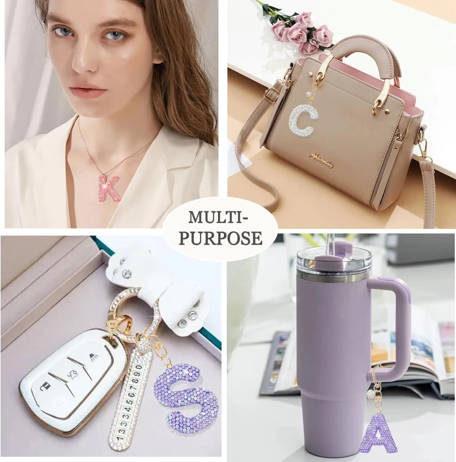 Bogg Bag Accessories,Bogg Bag Charms Keychain for Women Girls,Letter Charms for Beach Bitty Bogg Handbags Tote Bags