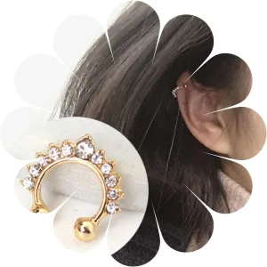 Boho Crystal Ear Cuff Earrings Gold Cz Pave Conch Ear Cuffs Earrings Rhinestone Hoop Cuff Earrings Non Pierced Earrings Jewelry for Women