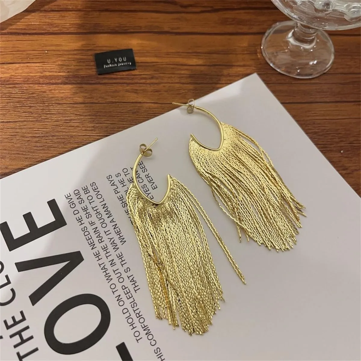 Boho Linear Tassel Drop Dangling Earrings For Women,Long Formal Country Bohemian Fringe Chain Chandelier Prom Statement Trendy Earrings For Party Prom
