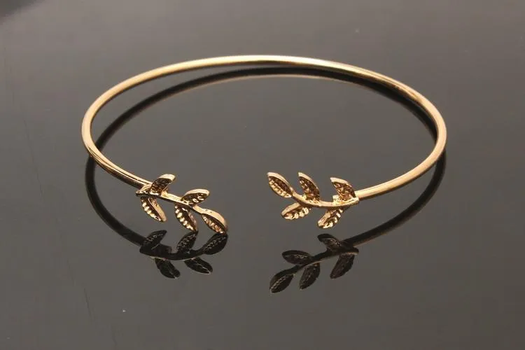 Bracelet Femme 2018 Jewelry Vintage Pulseras Gold Colour Silver Simple Leaf Feather Bracelet For Women