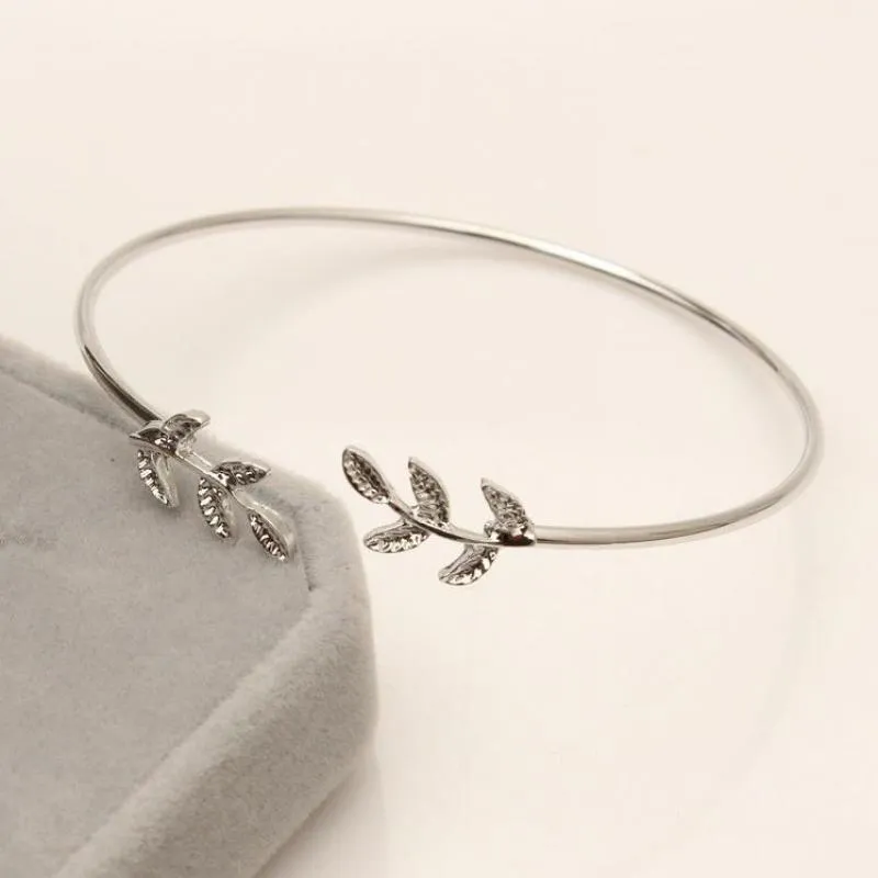 Bracelet Femme 2018 Jewelry Vintage Pulseras Gold Colour Silver Simple Leaf Feather Bracelet For Women