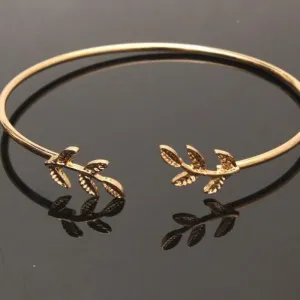 Bracelet Femme 2018 Jewelry Vintage Pulseras Gold Colour Silver Simple Leaf Feather Bracelet For Women