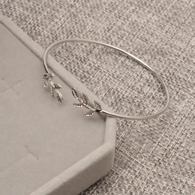 Bracelet Femme 2018 Jewelry Vintage Pulseras Gold Colour Silver Simple Leaf Feather Bracelet For Women