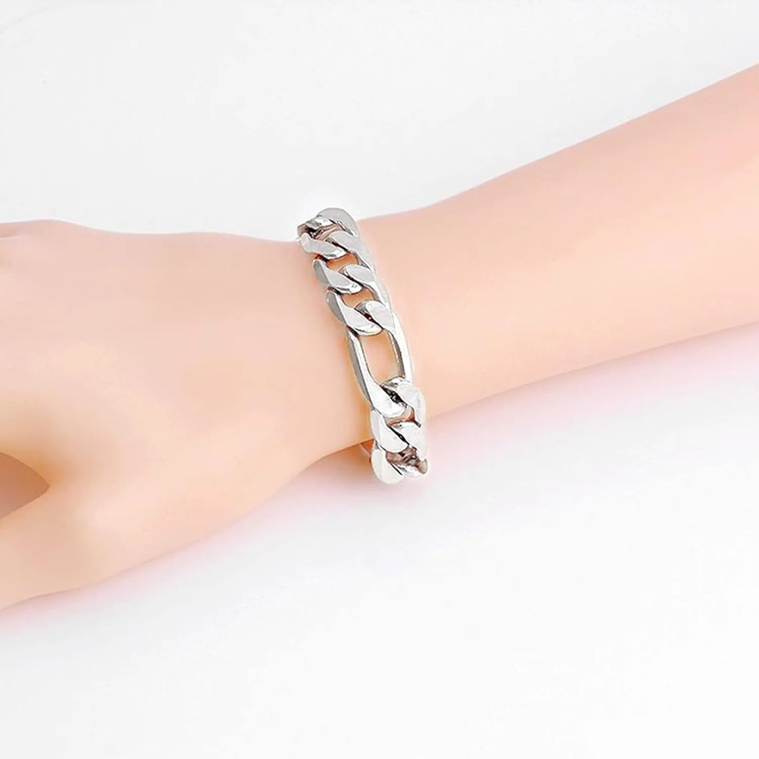 Bracelet for Men Platinums Gold Or 8MM X (22CM 18K) Bracelets 3 Piece Jewelry Set for Women (Silver, One Size)
