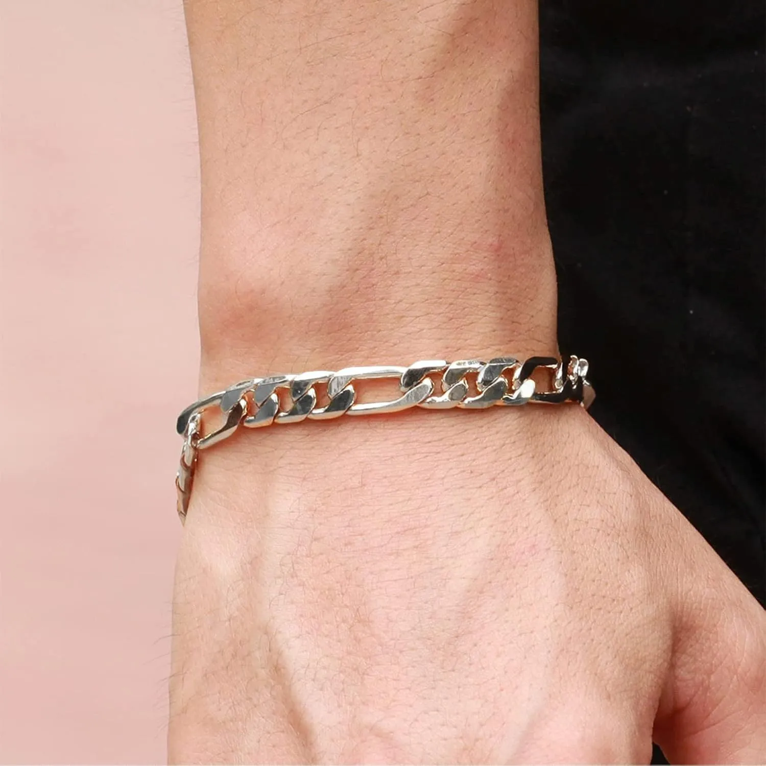 Bracelet for Men Platinums Gold Or 8MM X (22CM 18K) Bracelets 3 Piece Jewelry Set for Women (Silver, One Size)