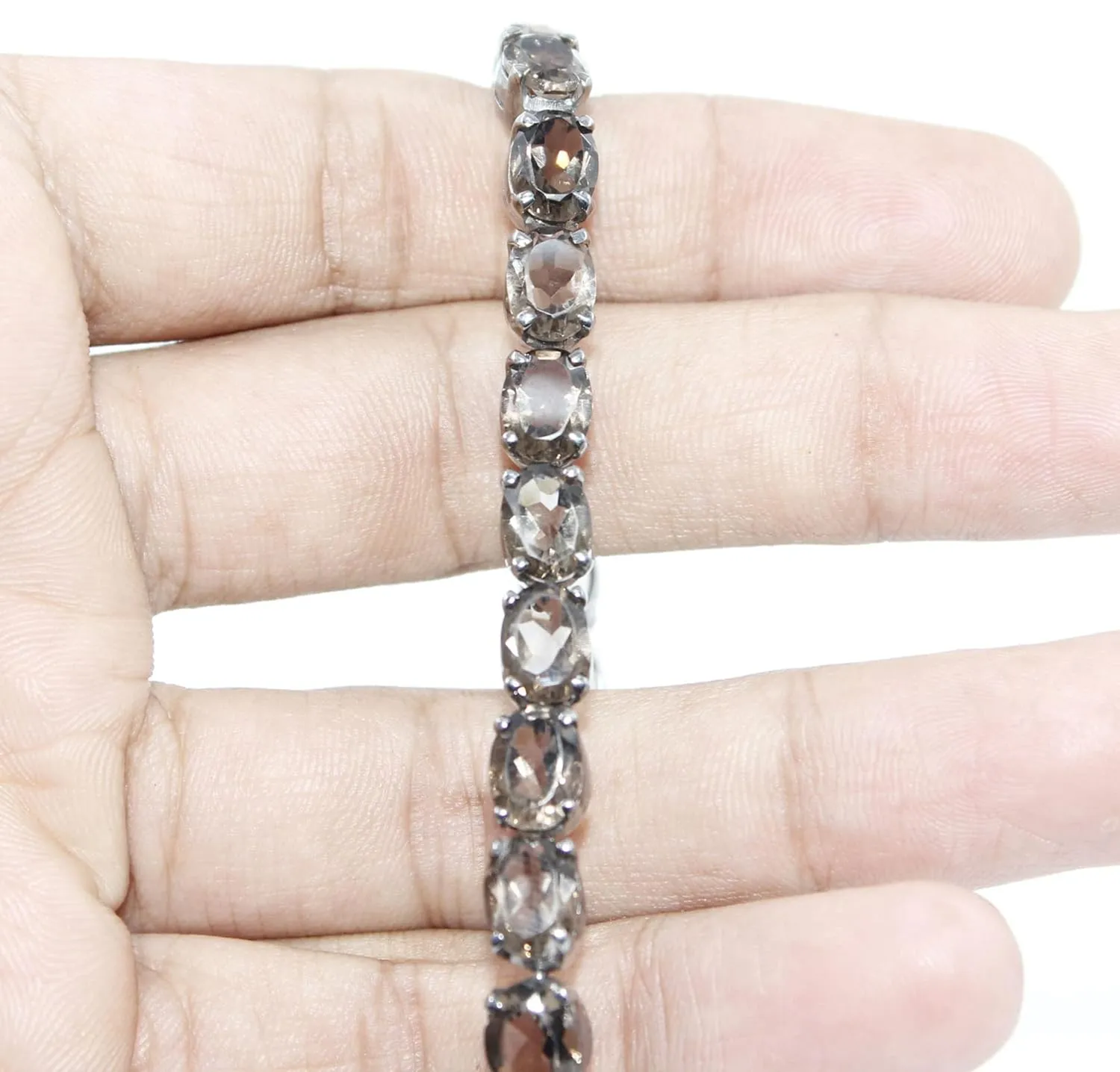 Bracelet Handmade Smoky Topaz Watch Charm girls woman 8x6 mm oval