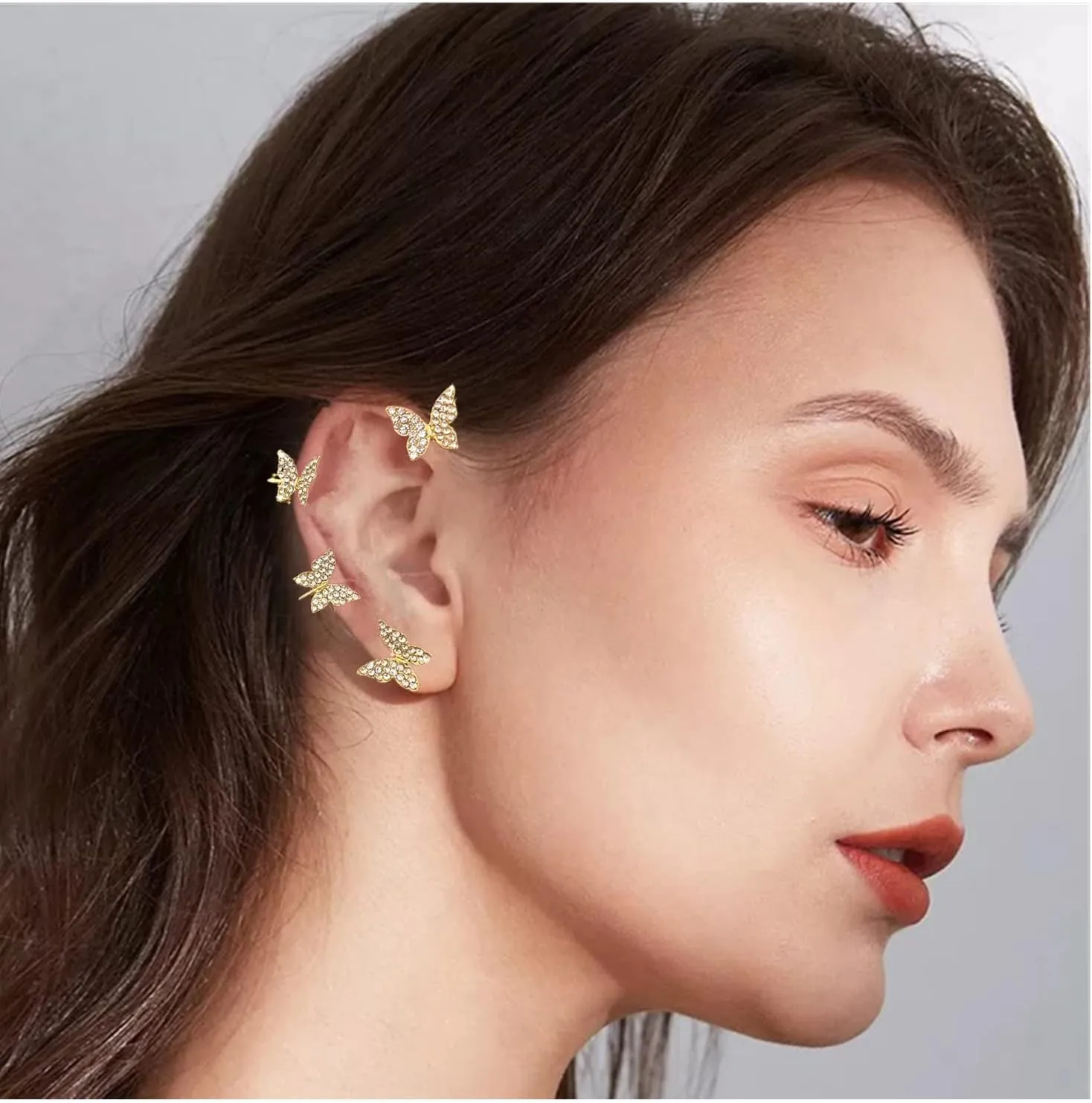 Butterfly Climber Crawl Ear Cuffs Wraps Earrings for Women Non Piercing