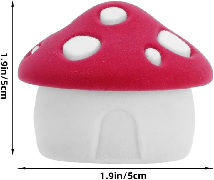 Cabilock Mushroom Shape Jewelry Box, Flannel Ring Necklace Organizer, Cute Red Mushroom Decor, Mushroom Shape Jewelry Boxes for Travel, 1.96x1.96x1.96 Inches