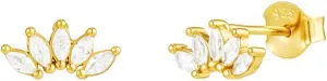 CAITLYNMINIMALIST Lotus Flower Marquise Cluster 18K Gold Sterling Silver Multi CZ Diamond Stud Earrings