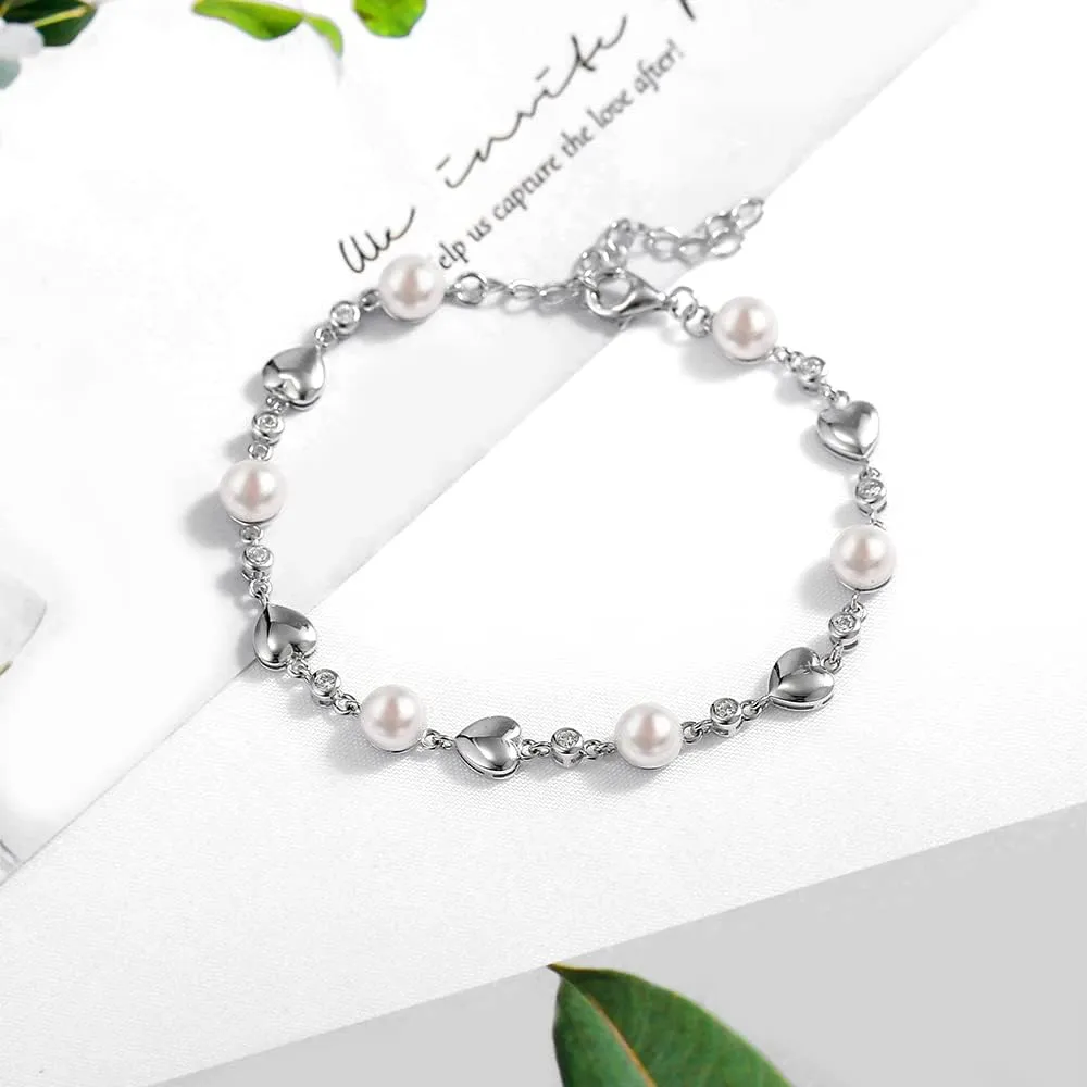 Carleen Birthstone Bracelets for Women 925 Sterling Silver Five Heart Station Created Gemstone Tennis Bracelet Jewelry Anniversary Birthday for Wife, 7" 1.2" Extender