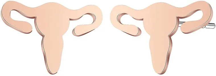 Cartoon Human Body Organs Uterus Earrings Jewelry for Medical Doctor Nurse (gold)