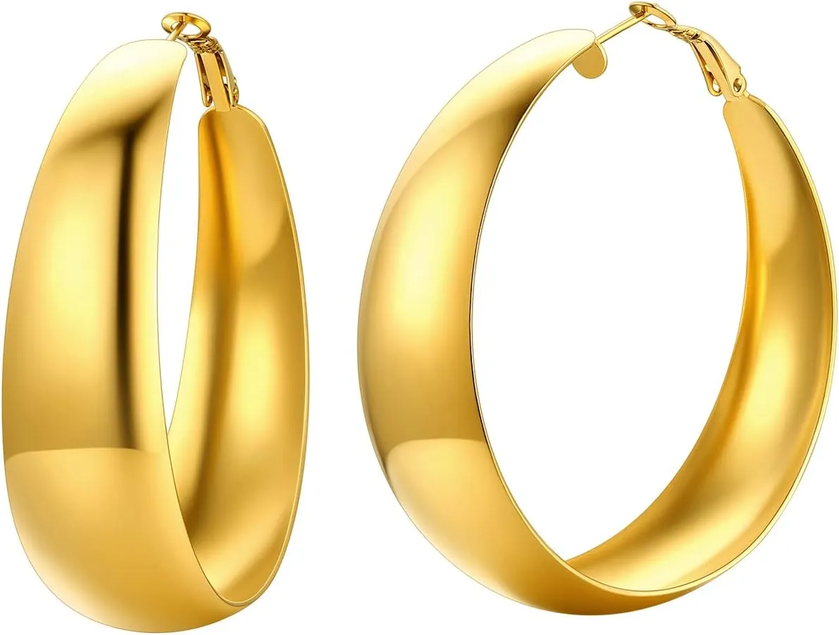 ChainsHouse Hypoallergenic Hoop Earrings For Women, 316L Stainless Steel/Black/18K Real Gold Plated, Minimalist Jewelry Round Tube Hoops Fits Sensitive Ears |30mm 40mm 60mm 80mm, with Gift Box