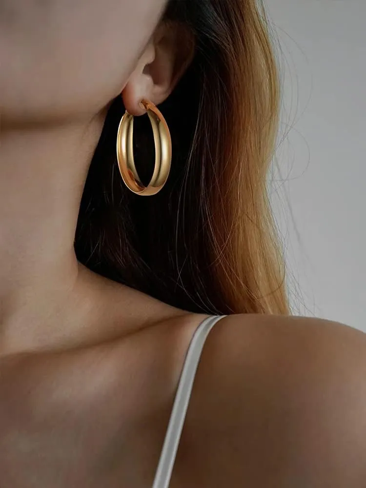 ChainsHouse Hypoallergenic Hoop Earrings For Women, 316L Stainless Steel/Black/18K Real Gold Plated, Minimalist Jewelry Round Tube Hoops Fits Sensitive Ears |30mm 40mm 60mm 80mm, with Gift Box